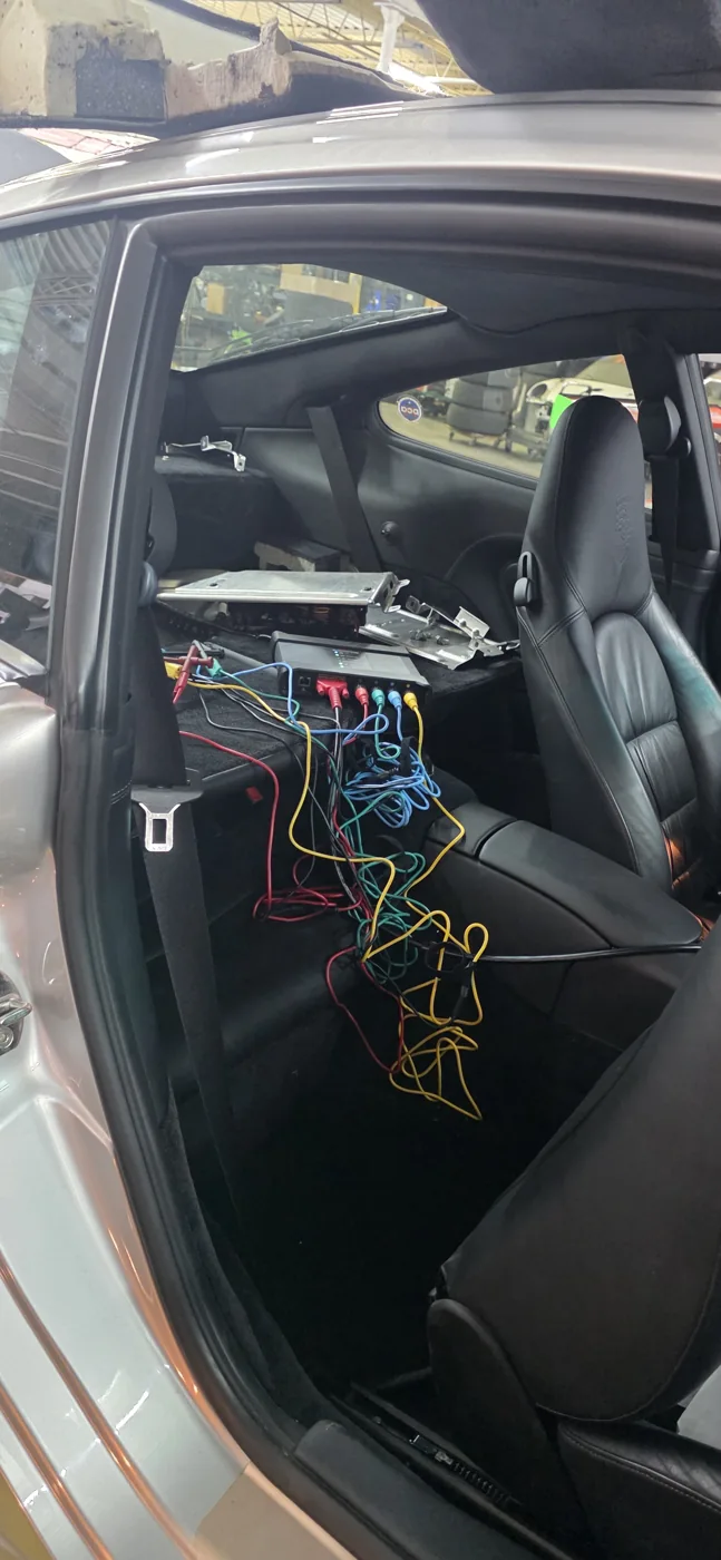 Diagnostic equipment connected during vehicle testing