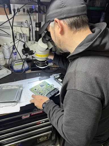 Close inspection of an actual control module circuit board